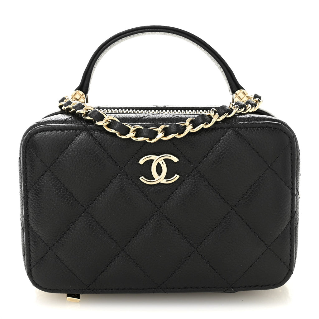 Chanel Caviar Quilted Small Top Handle Vanity Case Black