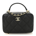 Chanel Caviar Quilted Small Top Handle Vanity Case Black