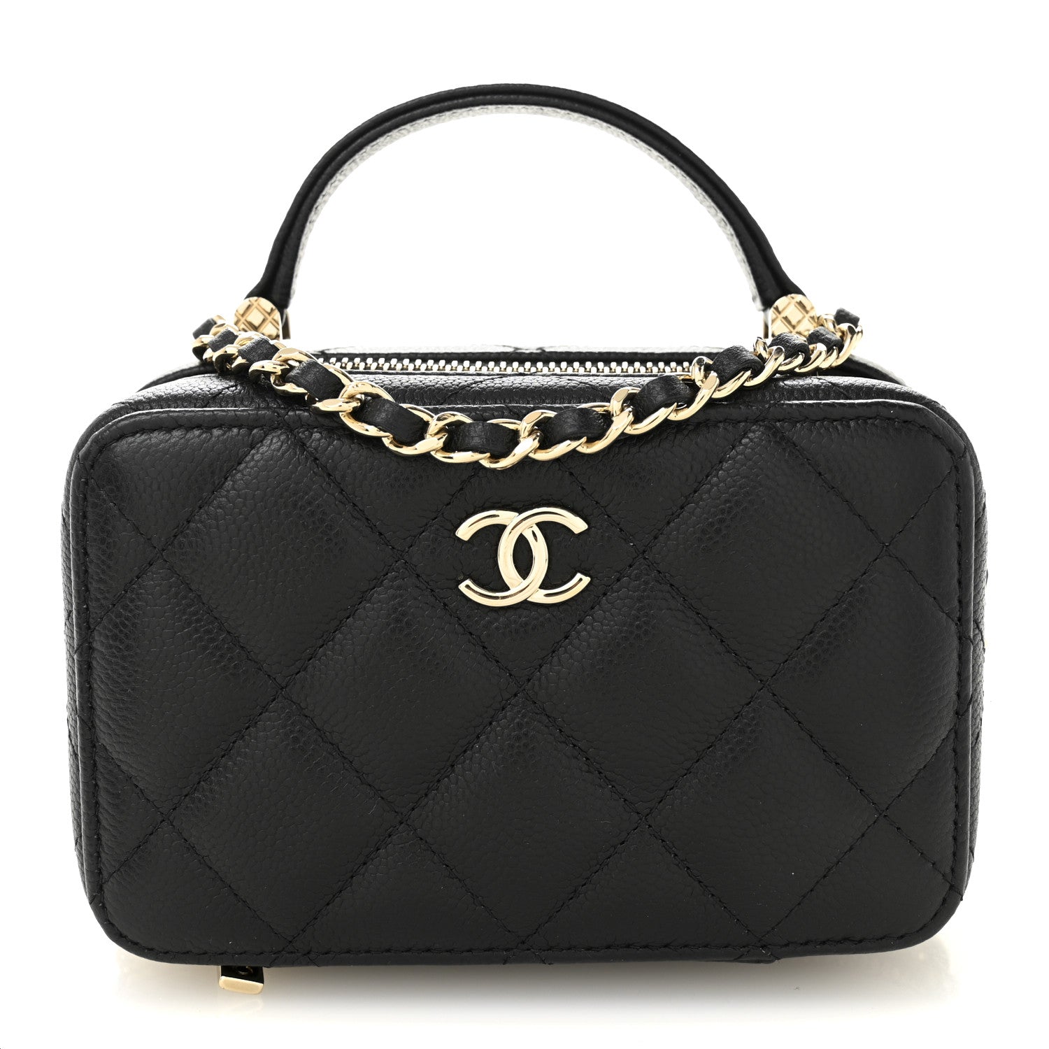 Chanel Caviar Quilted Small Top Handle Vanity Case Black