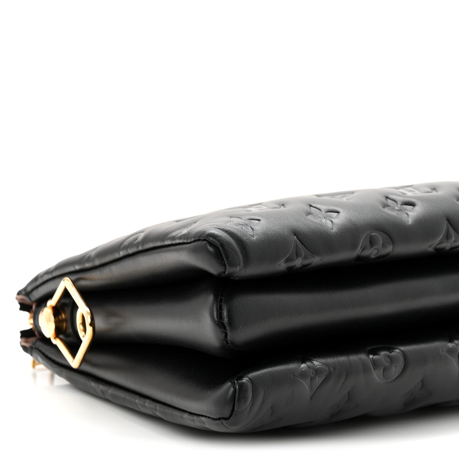 Louis Vuitton Lambskin Embossed Monogram Coussin PM Black