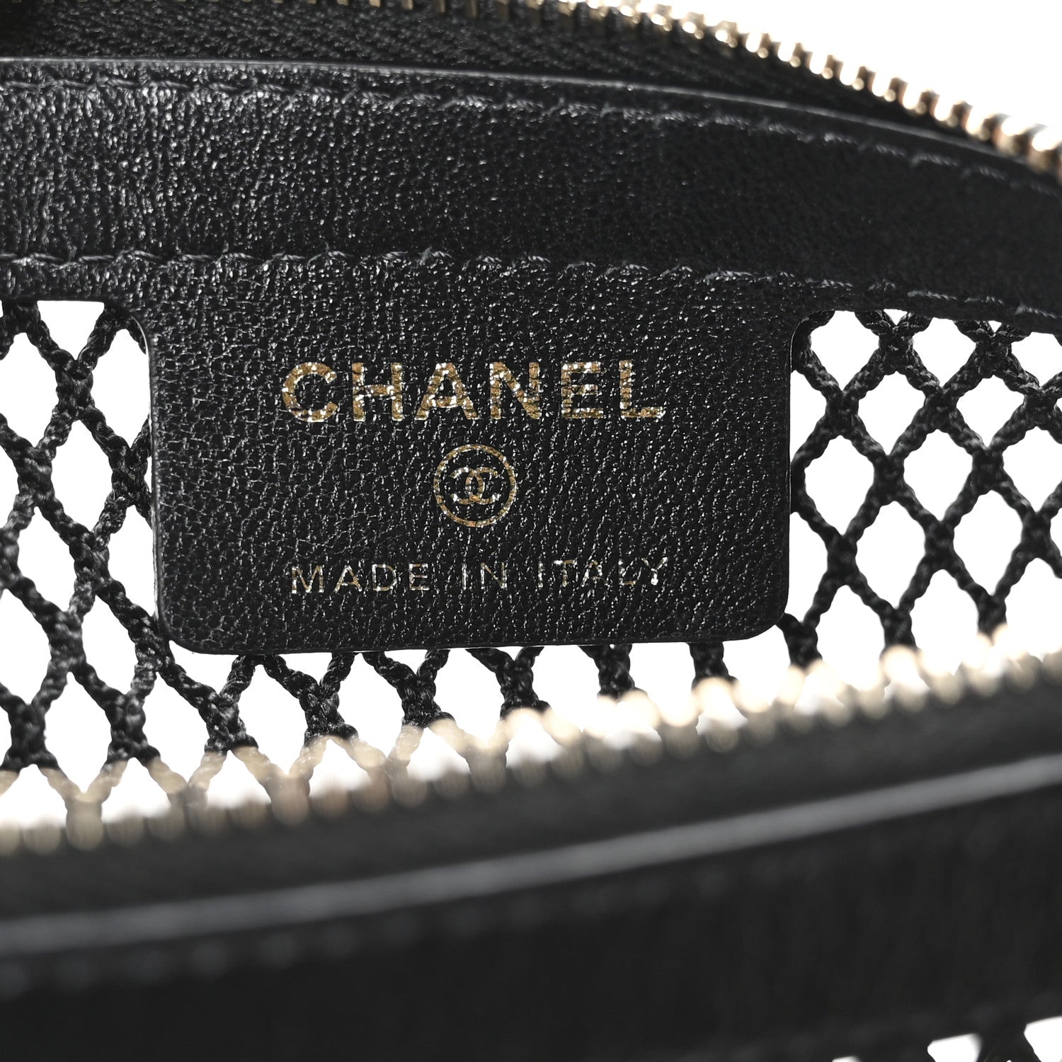Chanel Mesh Shiny Lambskin Clutch With Chain Black