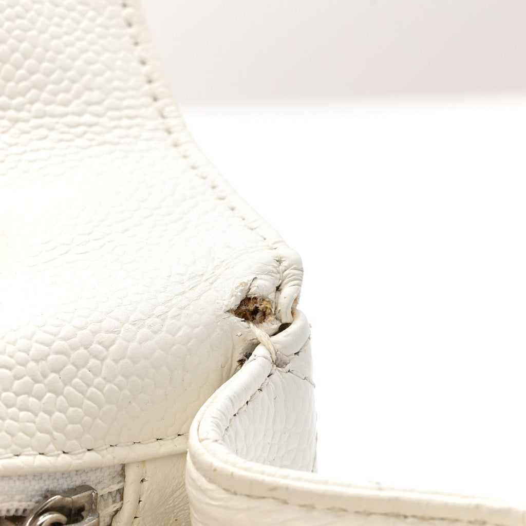Chanel Caviar Quilted Jumbo Single Flap White