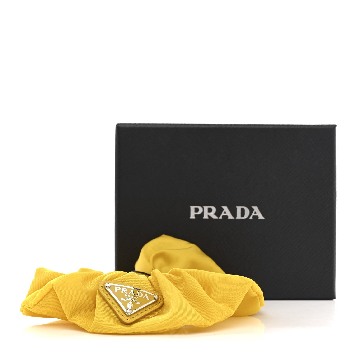 Prada Re-Nylon Metal Logo Scrunchie Giallo