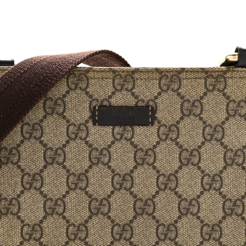 Gucci GG Supreme Monogram Small Flat Messenger Bag Dark Brown
