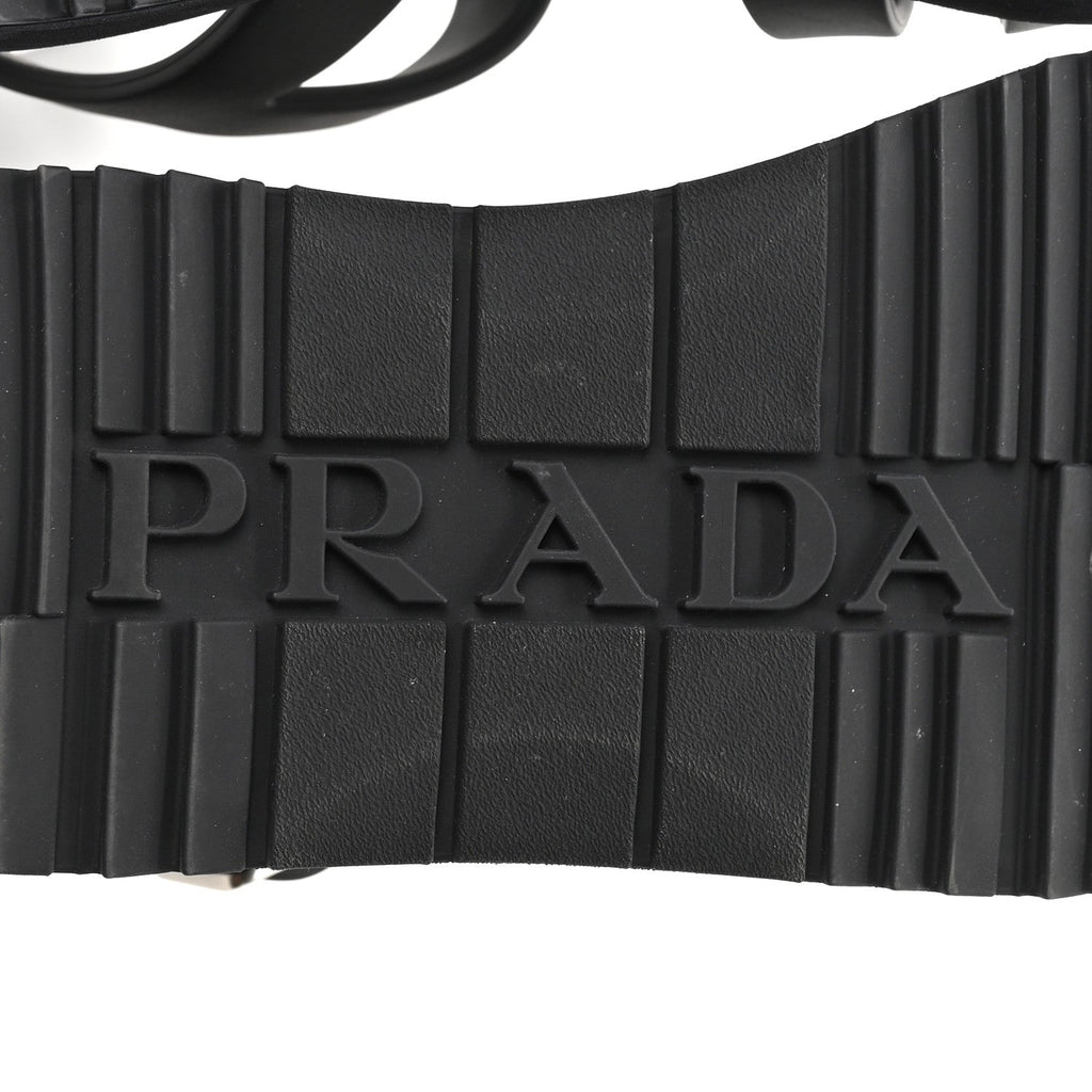 Prada Foam Rubber Metal Triangle Logo Soft Cage Women Sandals 40 Black