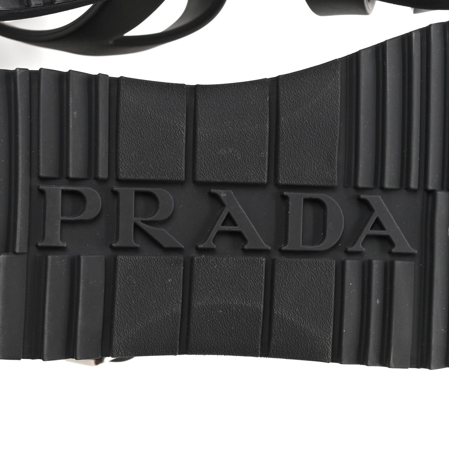 Prada Foam Rubber Metal Triangle Logo Soft Cage Women Sandals 40 Black