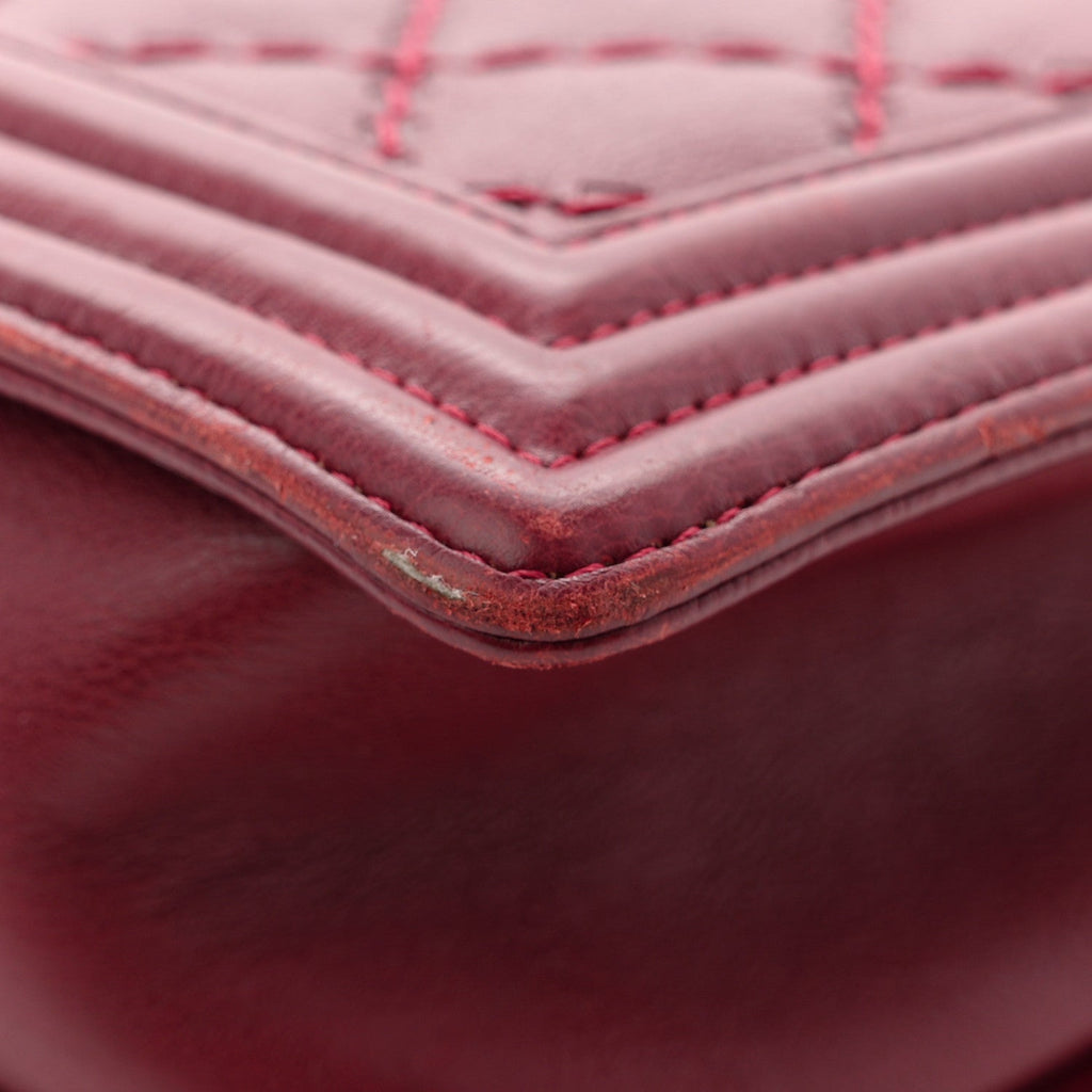 Chanel Calfskin Quilted Double Stitch New Medium Boy Flap Burgundy