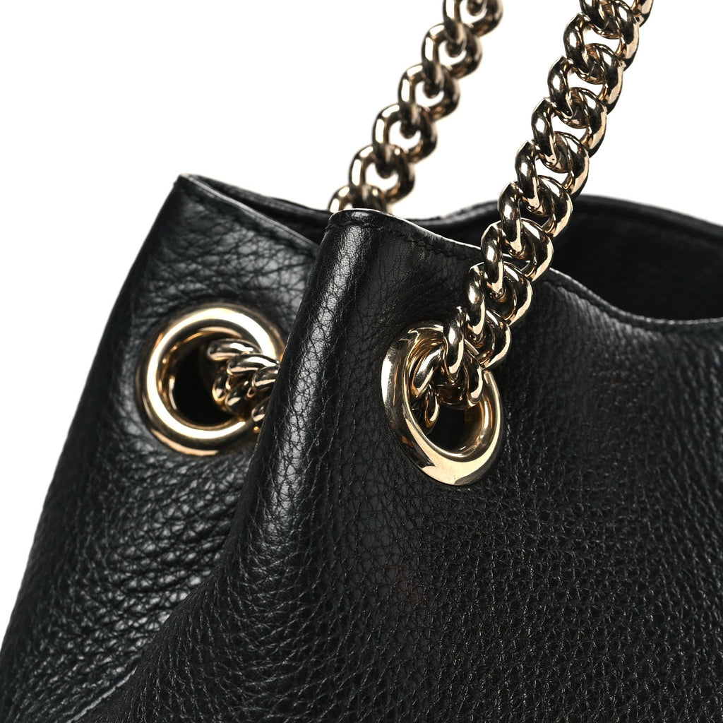 Gucci Pebbled Calfskin Medium Soho Chain Shoulder Bag Black