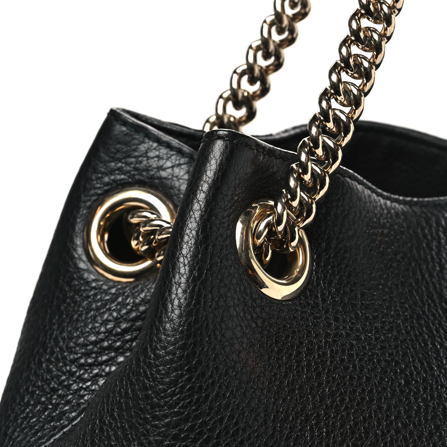 Gucci Pebbled Calfskin Medium Soho Chain Shoulder Bag Black