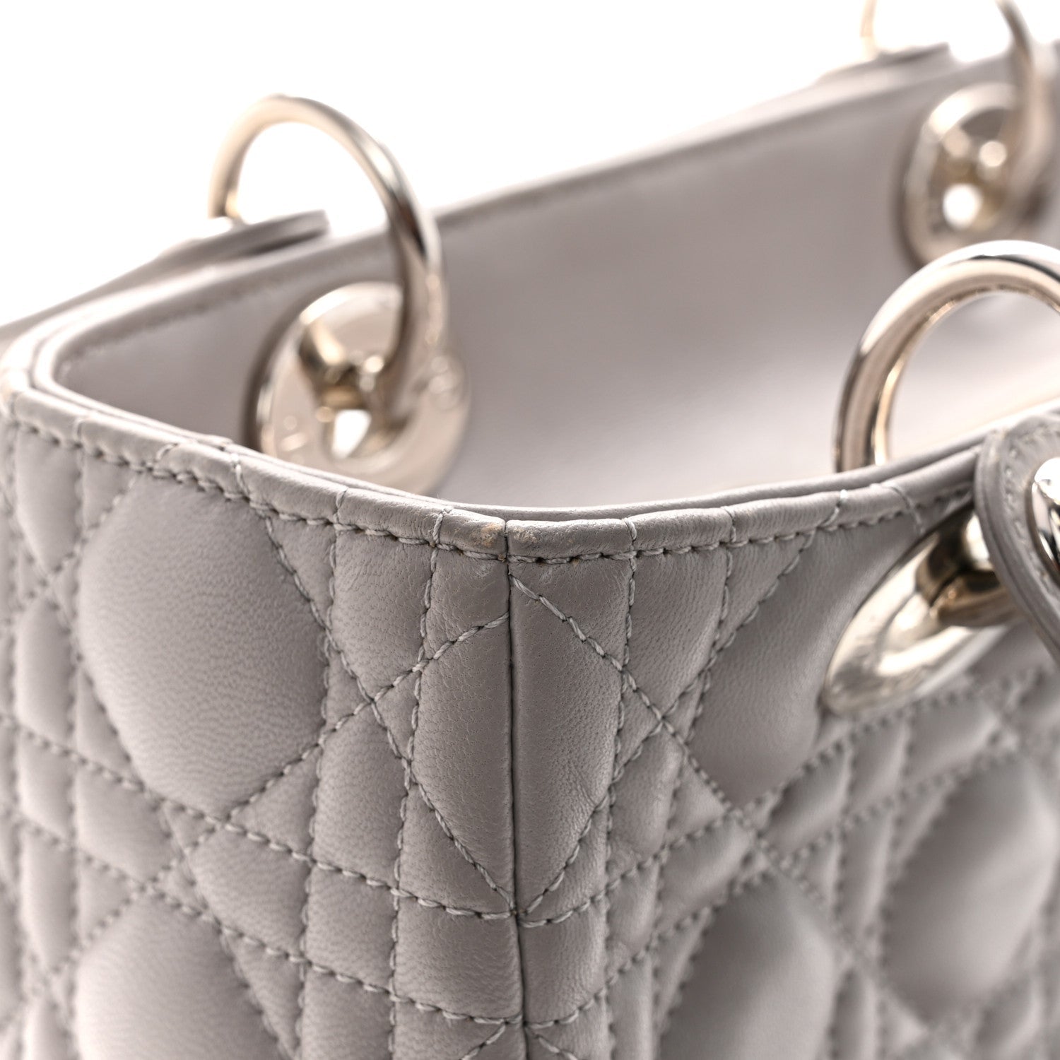 Christian Dior Lambskin Cannage Medium Lady Dior Grey