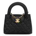 Chanel Shiny Aged Calfskin Quilted Nano Kelly Shopper Black