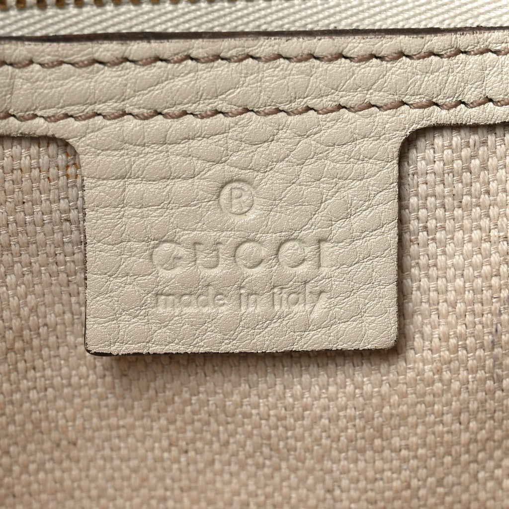 Gucci Pebbled Calfskin Medium Soho Shoulder Bag Off White