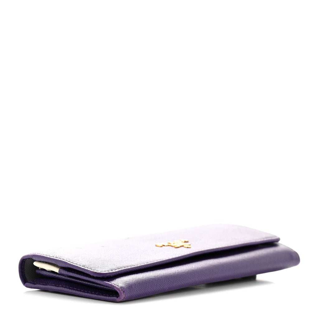 Prada Saffiano Lux Continental Flap Travel Wallet Viola Multicolor