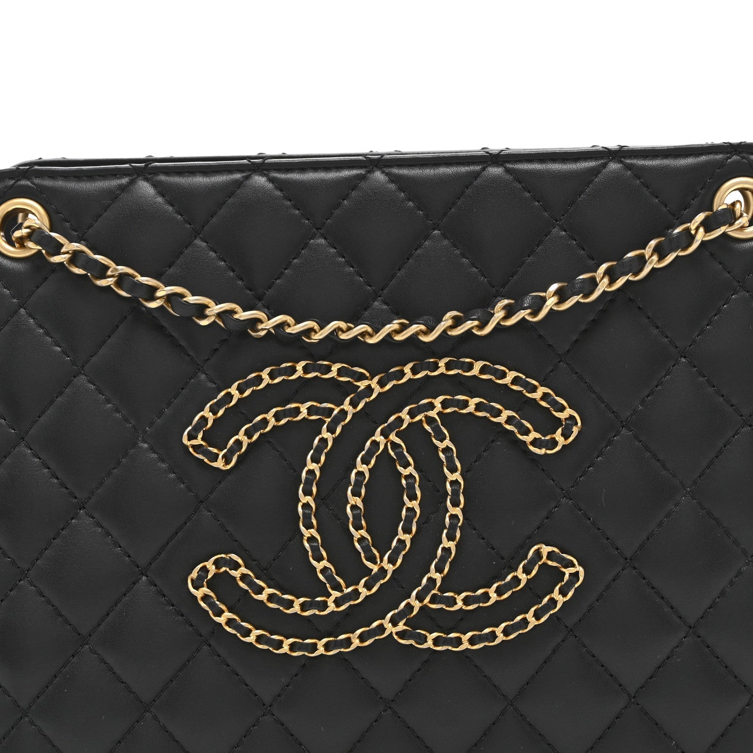 Chanel Calfskin Quilted CC Chain Accordion Tote Black