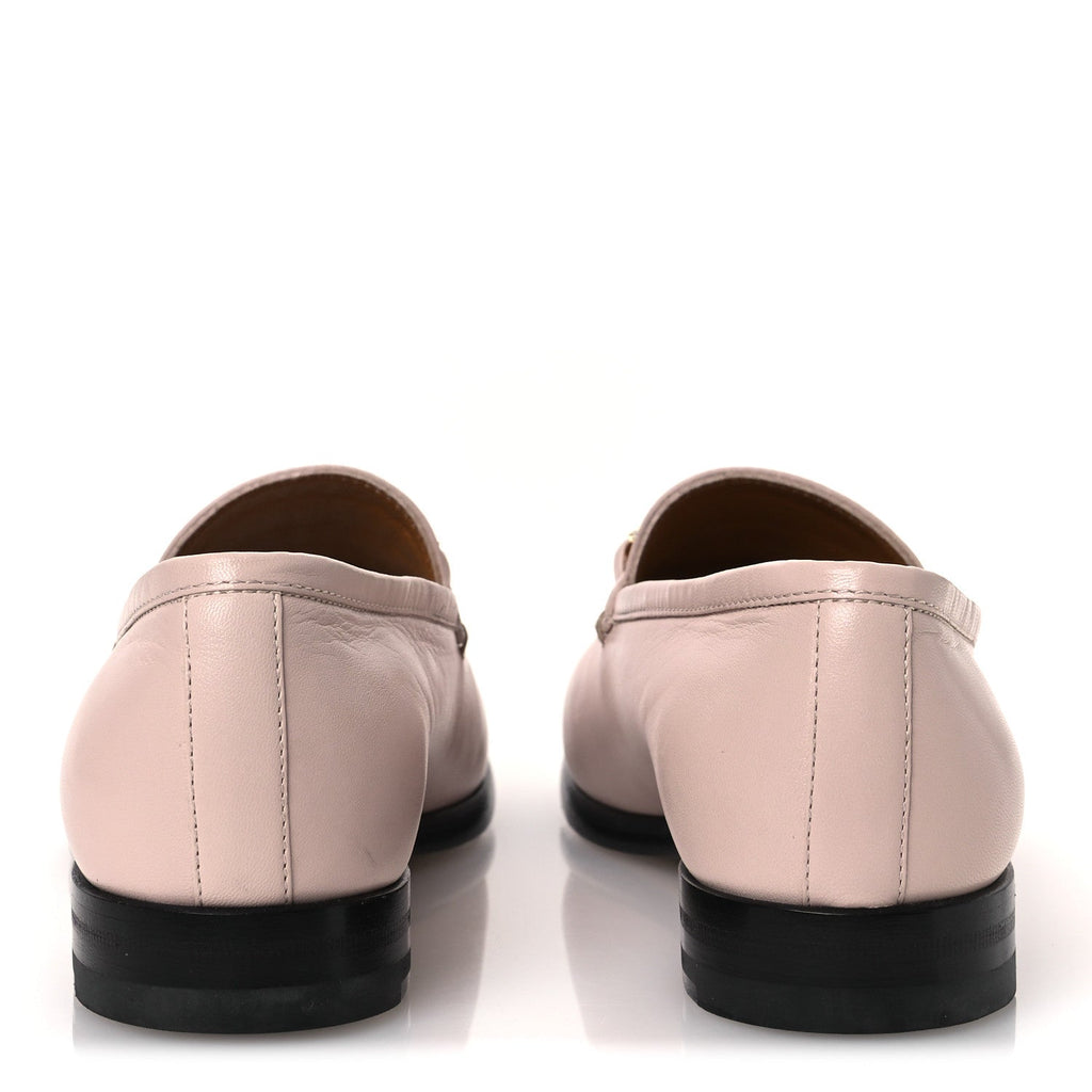 Gucci Malaga Kid Crystal Horsebit Womens Jordaan Loafers 37 Pink Hibiscus