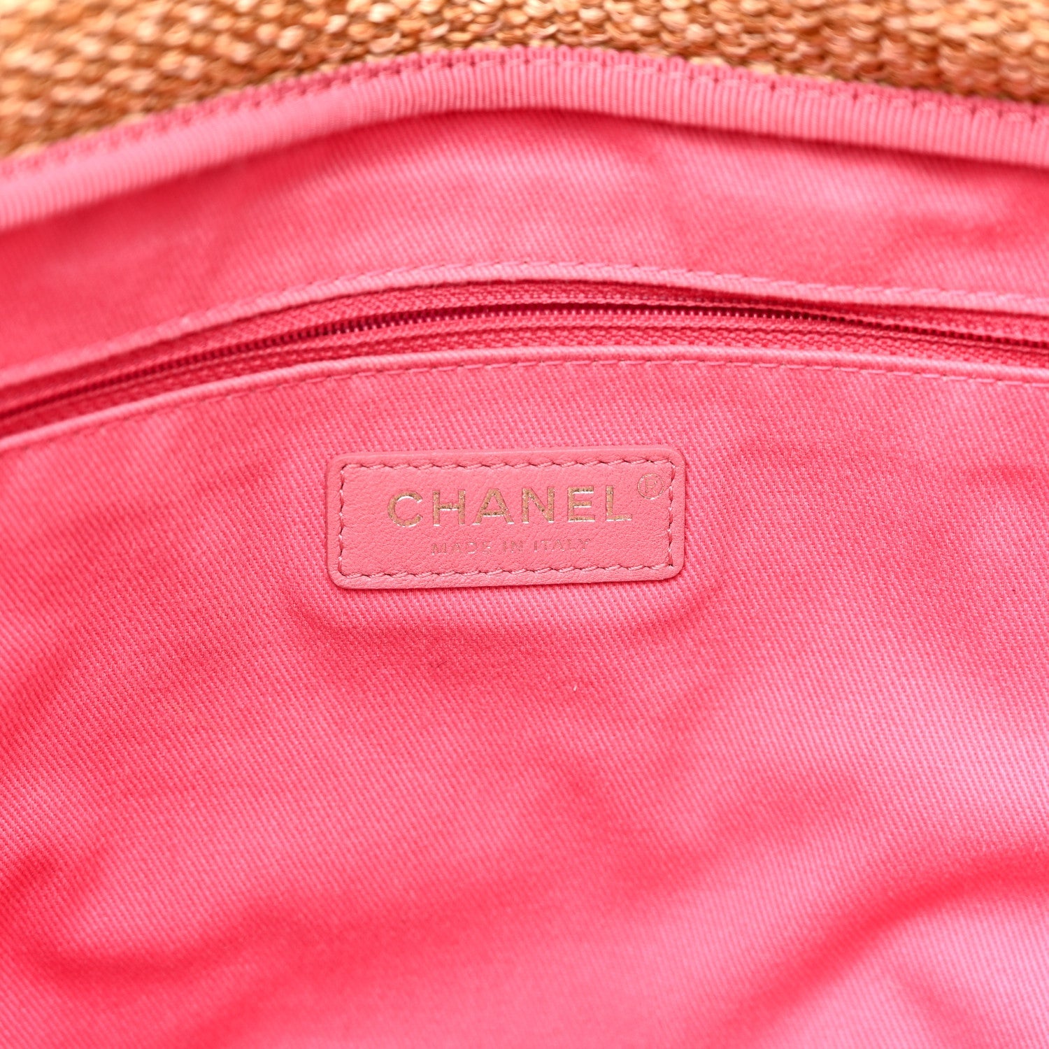 Chanel Mixed Fibers Large Shopping Bag Pink Beige