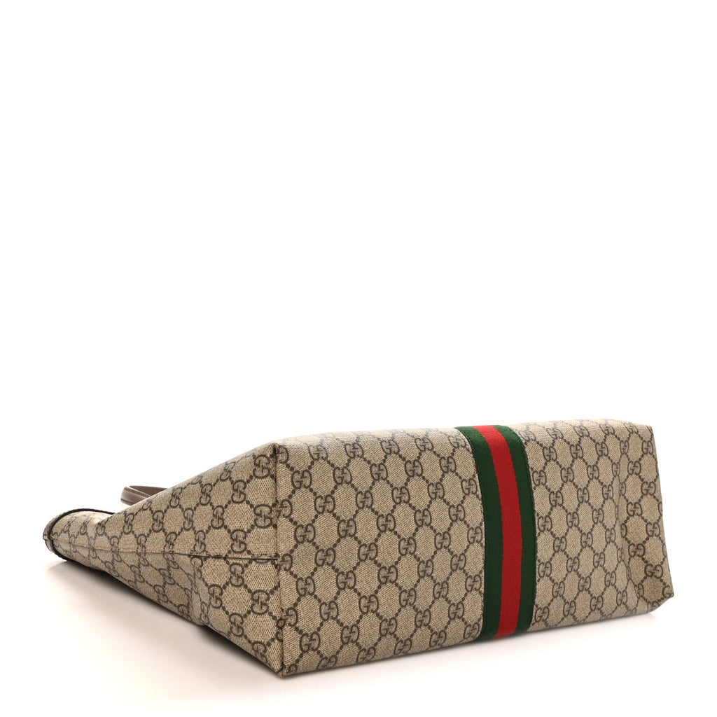 Gucci GG Supreme Monogram Medium Ophidia Shopping Tote Brown