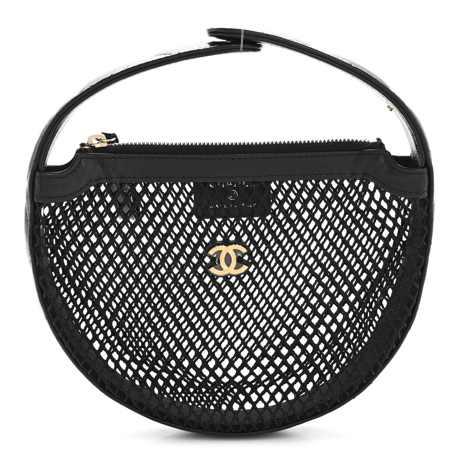 Chanel Mesh Shiny Lambskin Pouch Hobo Black