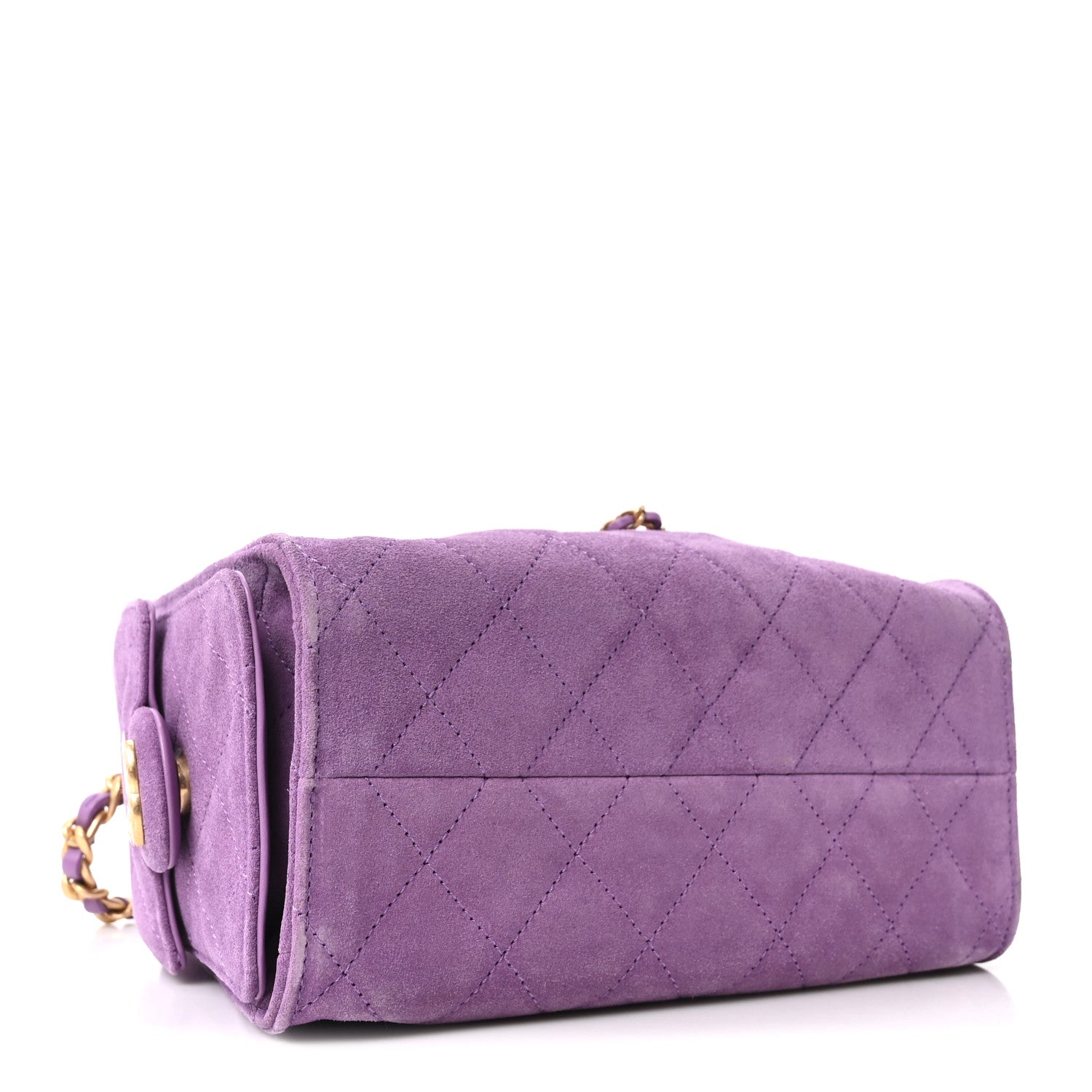 Chanel Suede Quilted Mini Chanel 25 Handbag Purple