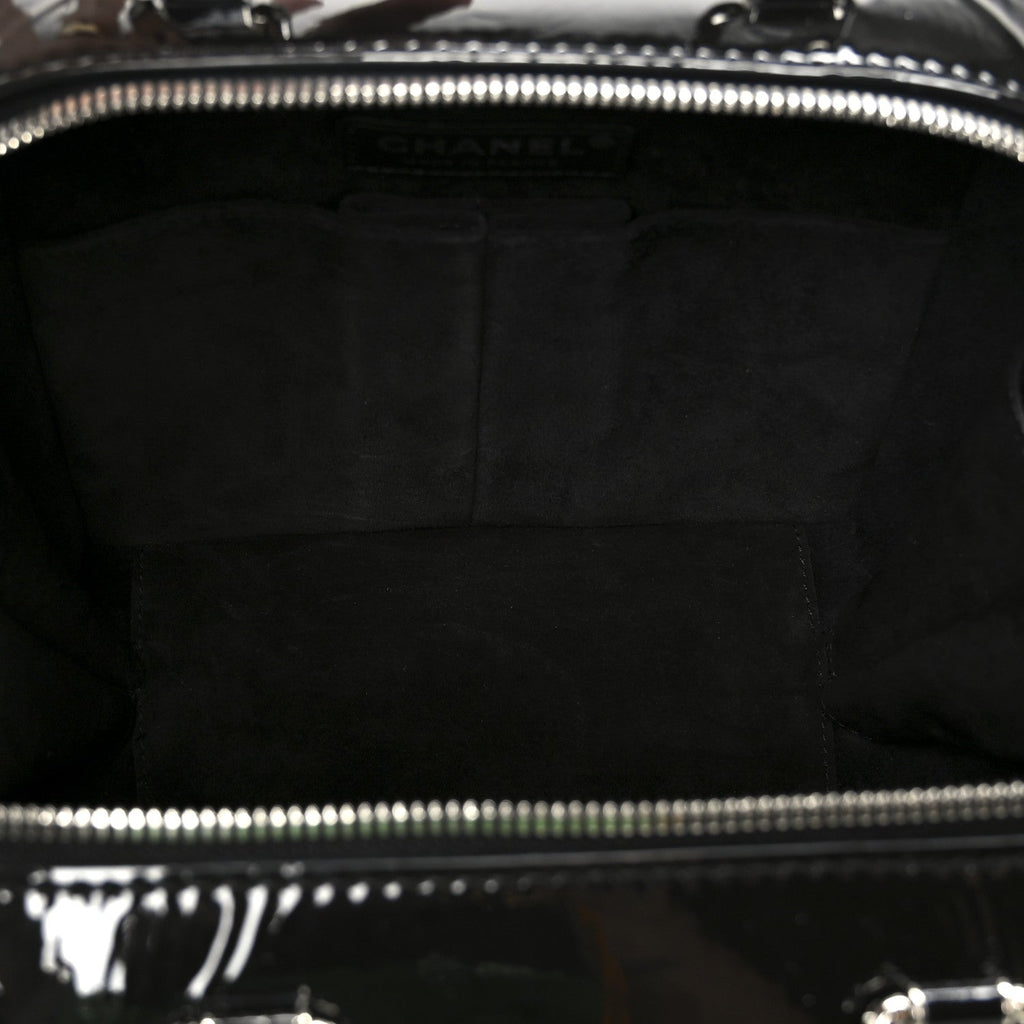 Chanel Patent Quilted Travel Kit Vanity Case Black