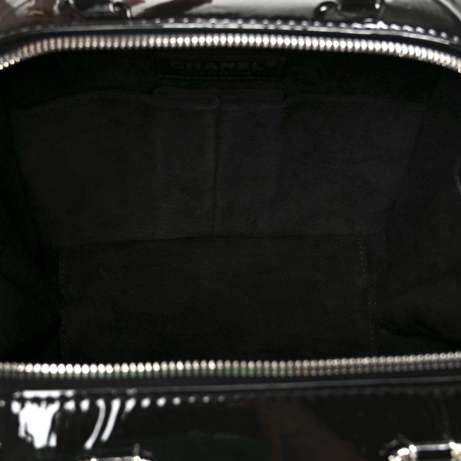 Chanel Patent Quilted Travel Kit Vanity Case Black