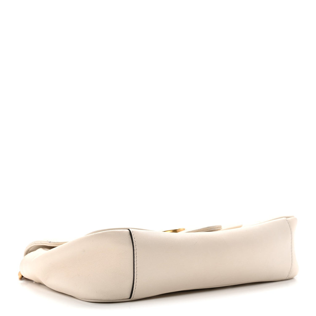 Gucci Calfskin Matelasse Small GG Marmont Shoulder Bag White