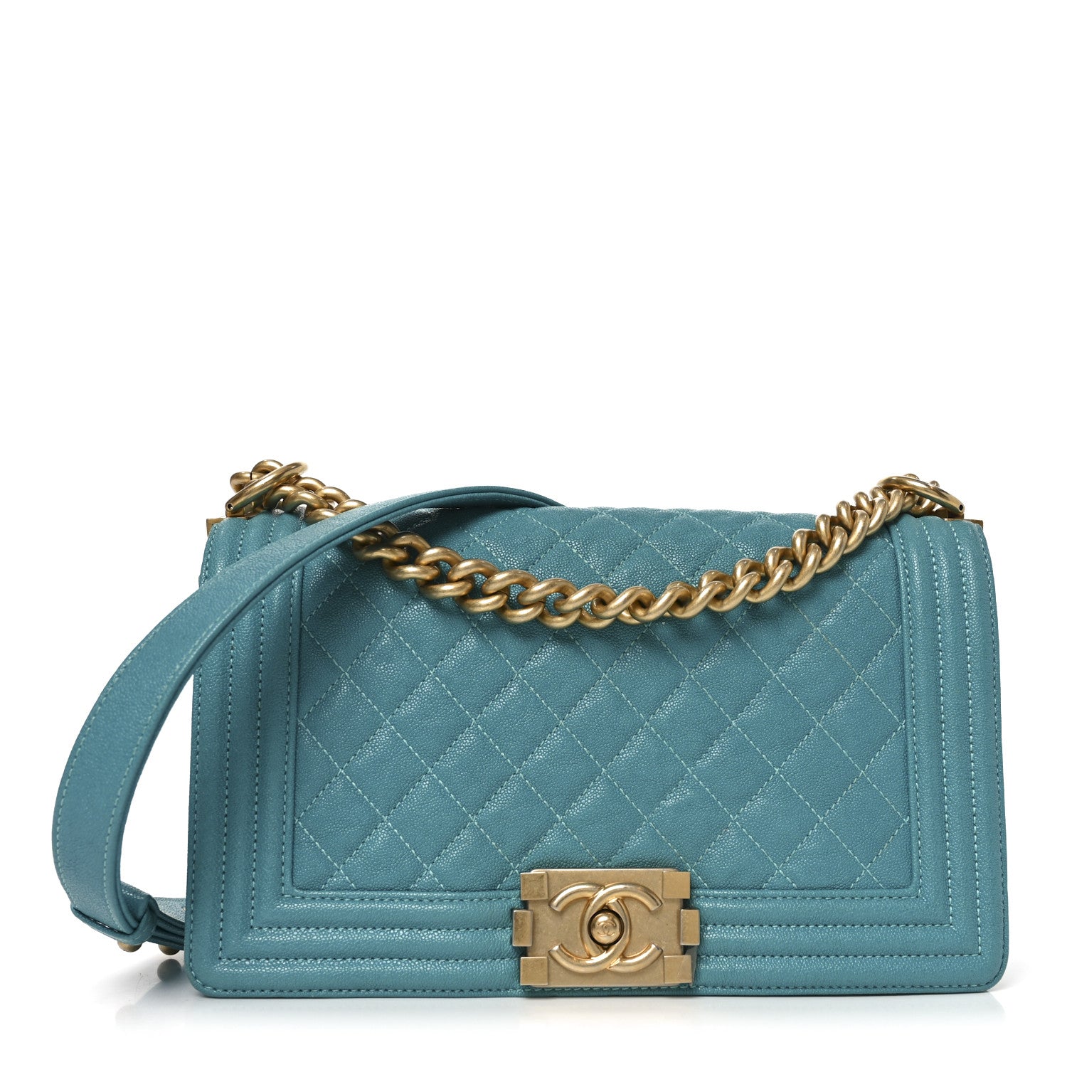 Chanel Caviar Quilted Medium Boy Flap Turquoise