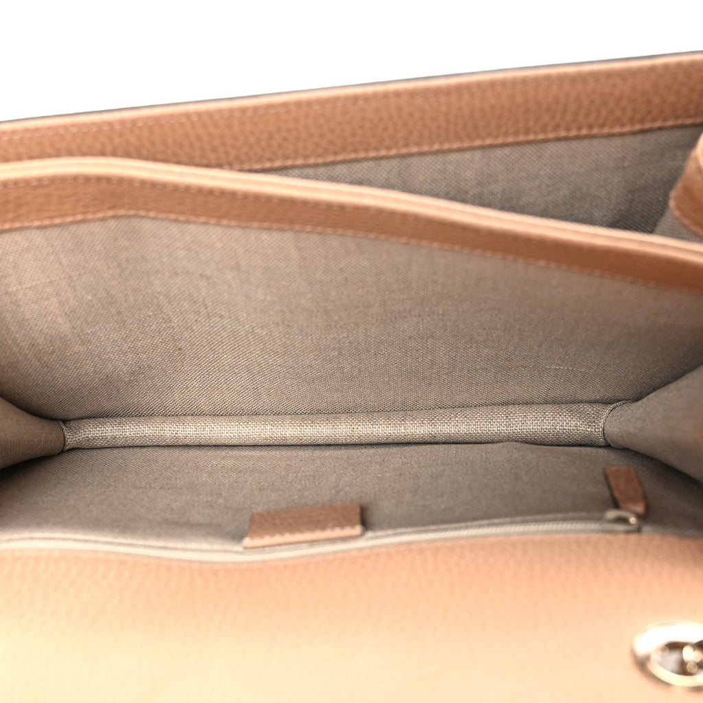Gucci Dollar Calfskin Interlocking G Shoulder Bag Camelia