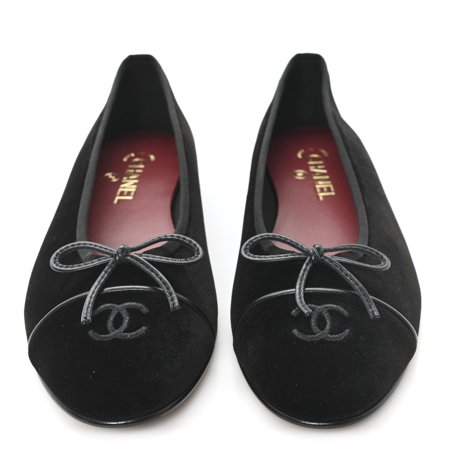 Chanel Suede Cap Toe CC Ballerina Flats 41 Black