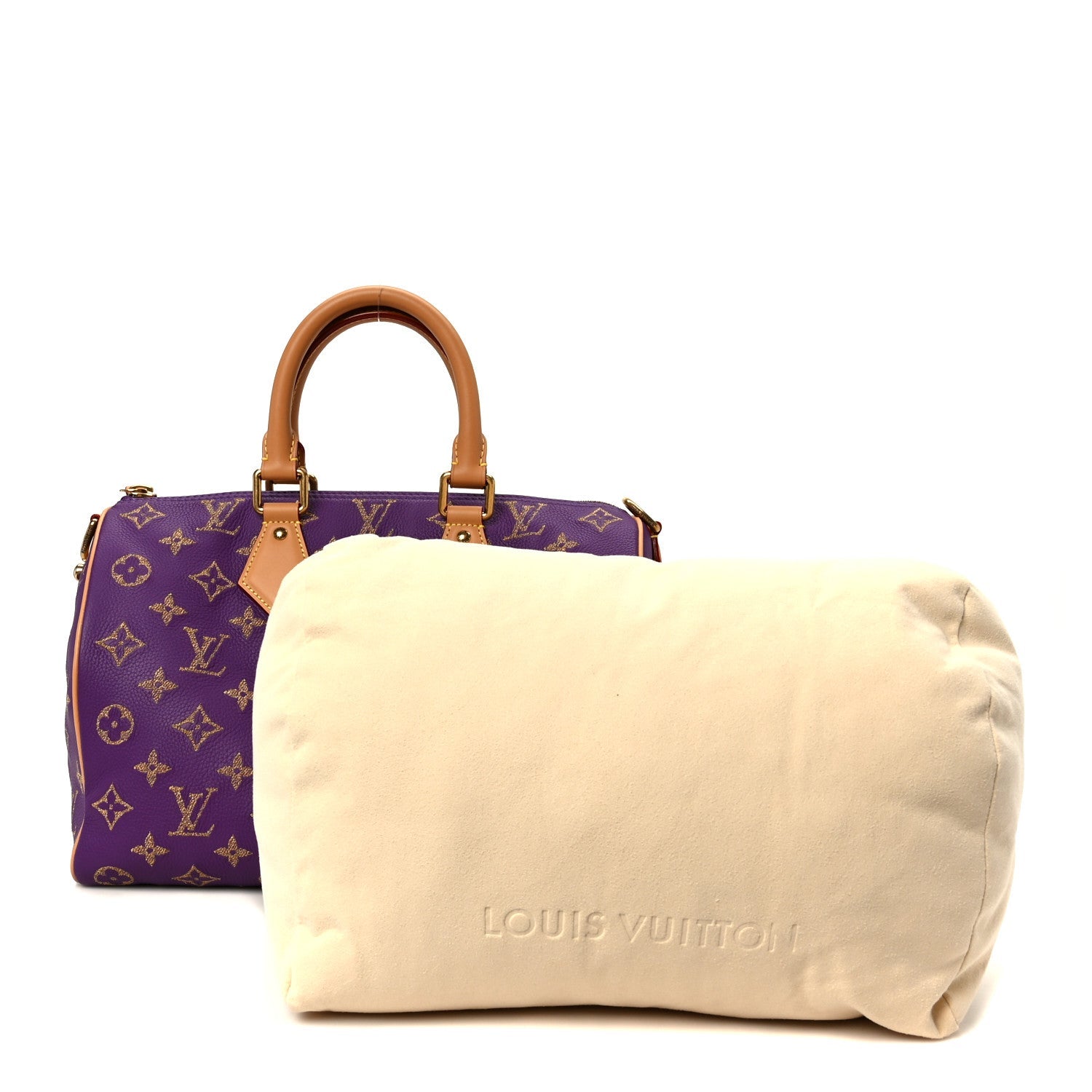 Louis Vuitton Calfskin Embroidered Monogram Speedy P9 Bandouliere 30 Golden Lotus Purple