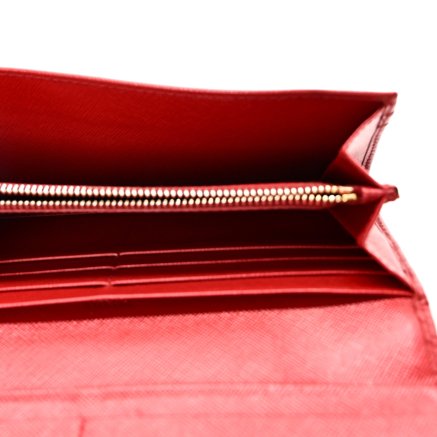Prada Saffiano Metal Continental Flap Wallet Fuoco