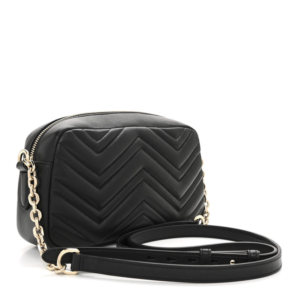 Gucci Calfskin Matelasse Small GG Marmont Camera Bag Black