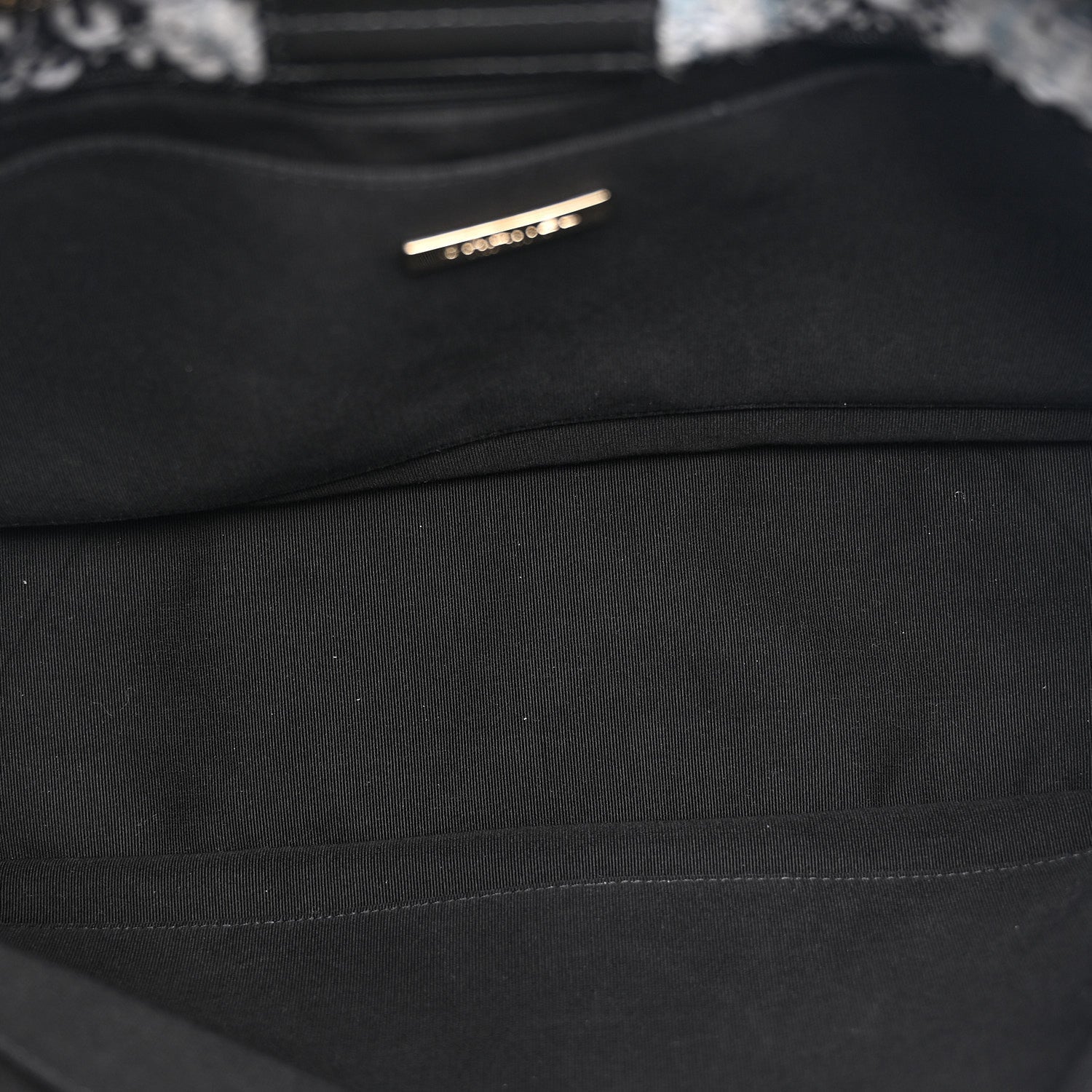 Chanel Tweed Shearling Quilted Lambskin Shopping Tote  Black Grey