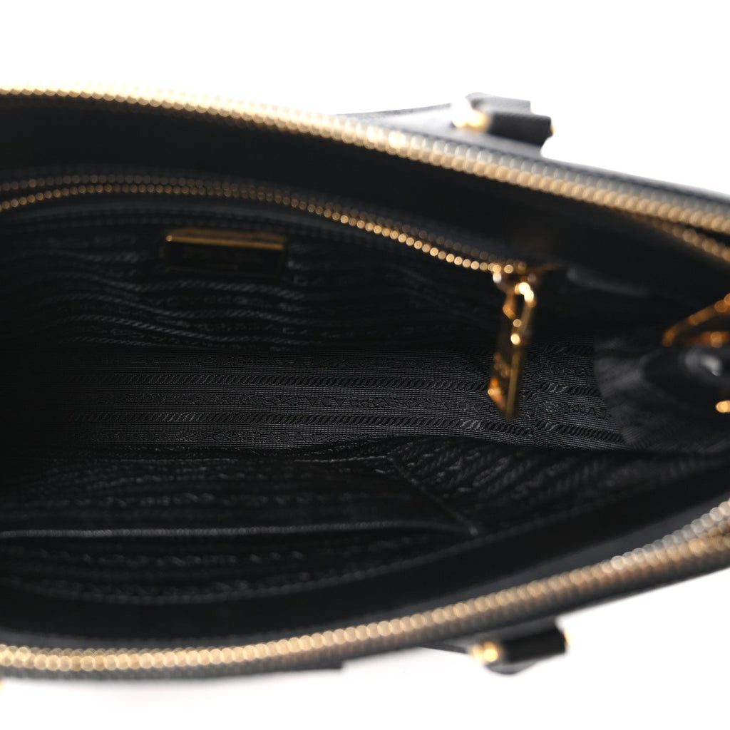 Prada Saffiano Small Galleria Double Zip Tote Black