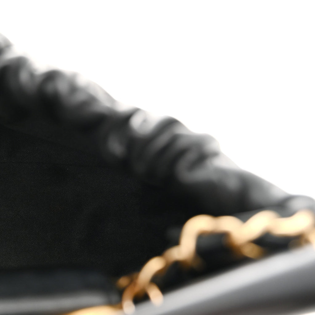 Chanel Lambskin Resin Quilted Small Bucket Bag Black