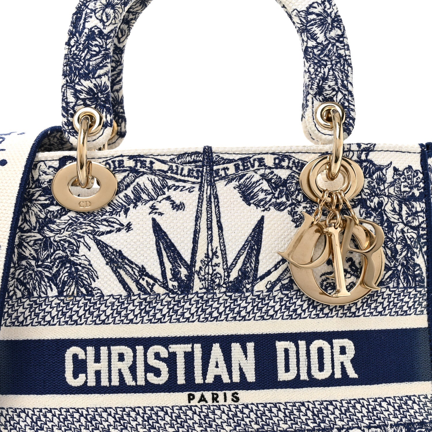 Christian Dior Canvas Reverse Embroidered Rêve d'Infini Medium Lady D-Lite Blue Multicolor