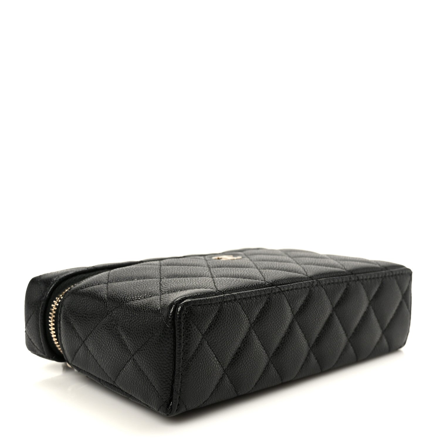 Chanel Caviar Quilted Top Handle Slim Vanity With Chain Black