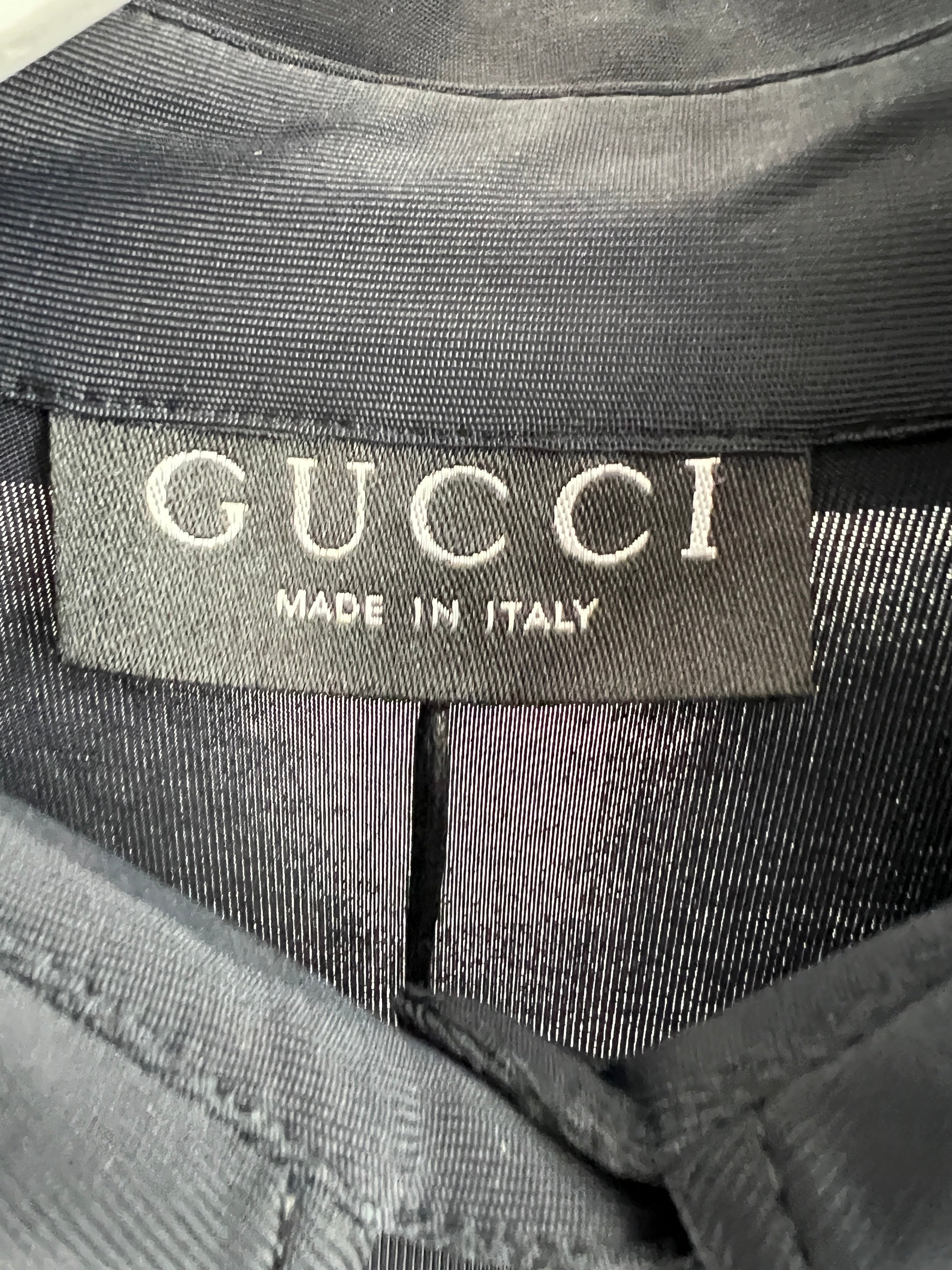 Gucci Navy Long Sleeve Stretch Shirt with Pearl Button Details IT 42 (UK 10)