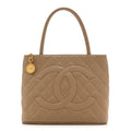 Chanel Caviar Quilted Medallion Tote Beige