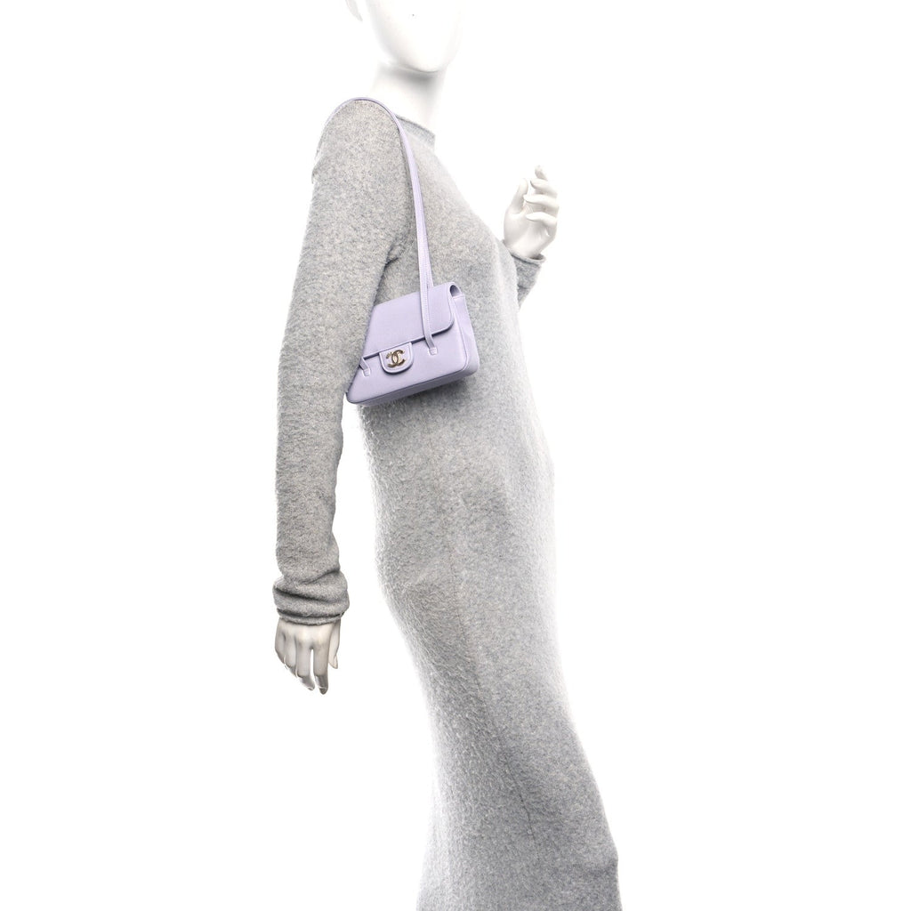 Chanel Shiny Caviar Mini Preppy Coco Shoulder Bag Purple