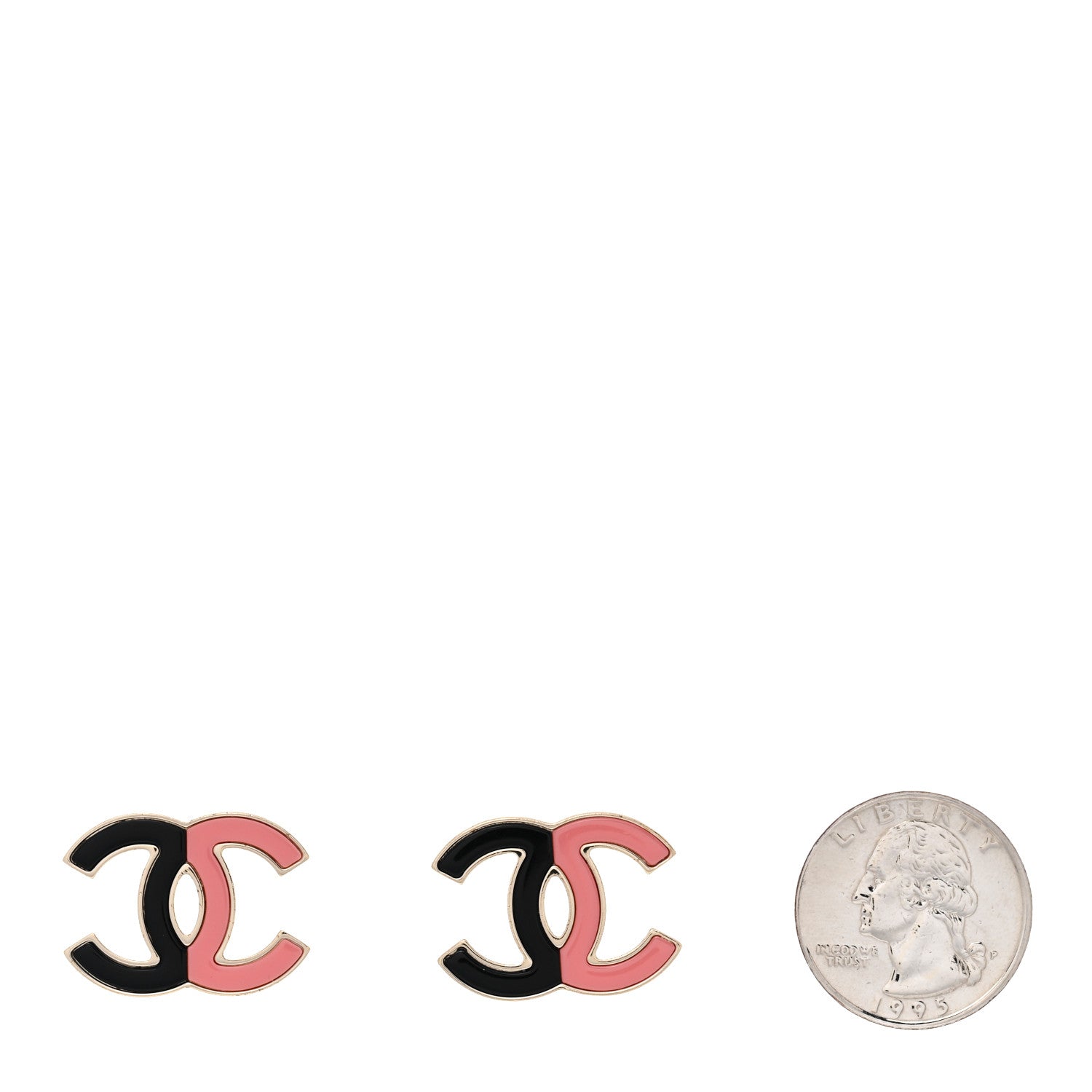 Enamel Large CC Earrings Black Pink