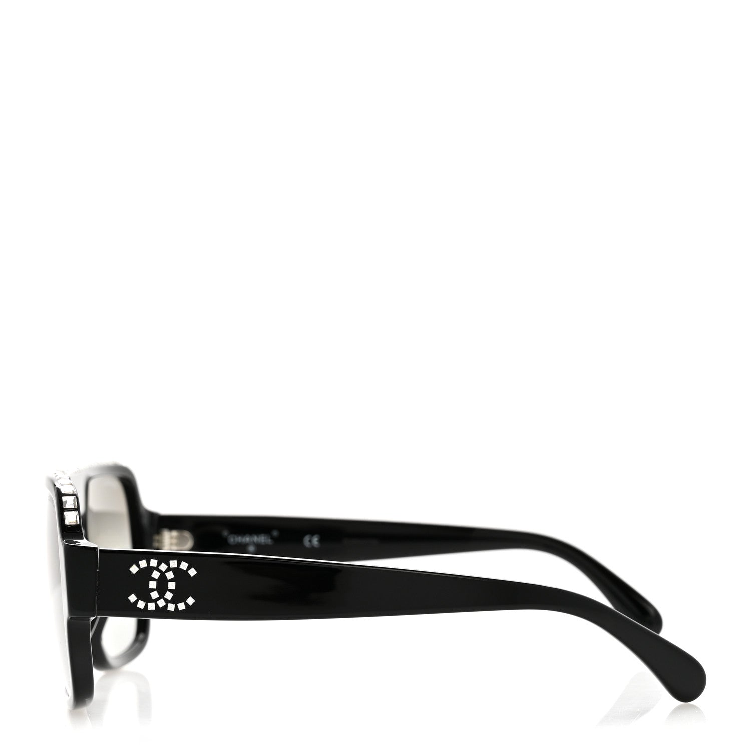Acetate Crystal CC Shield Sunglasses 71431A Black Grey