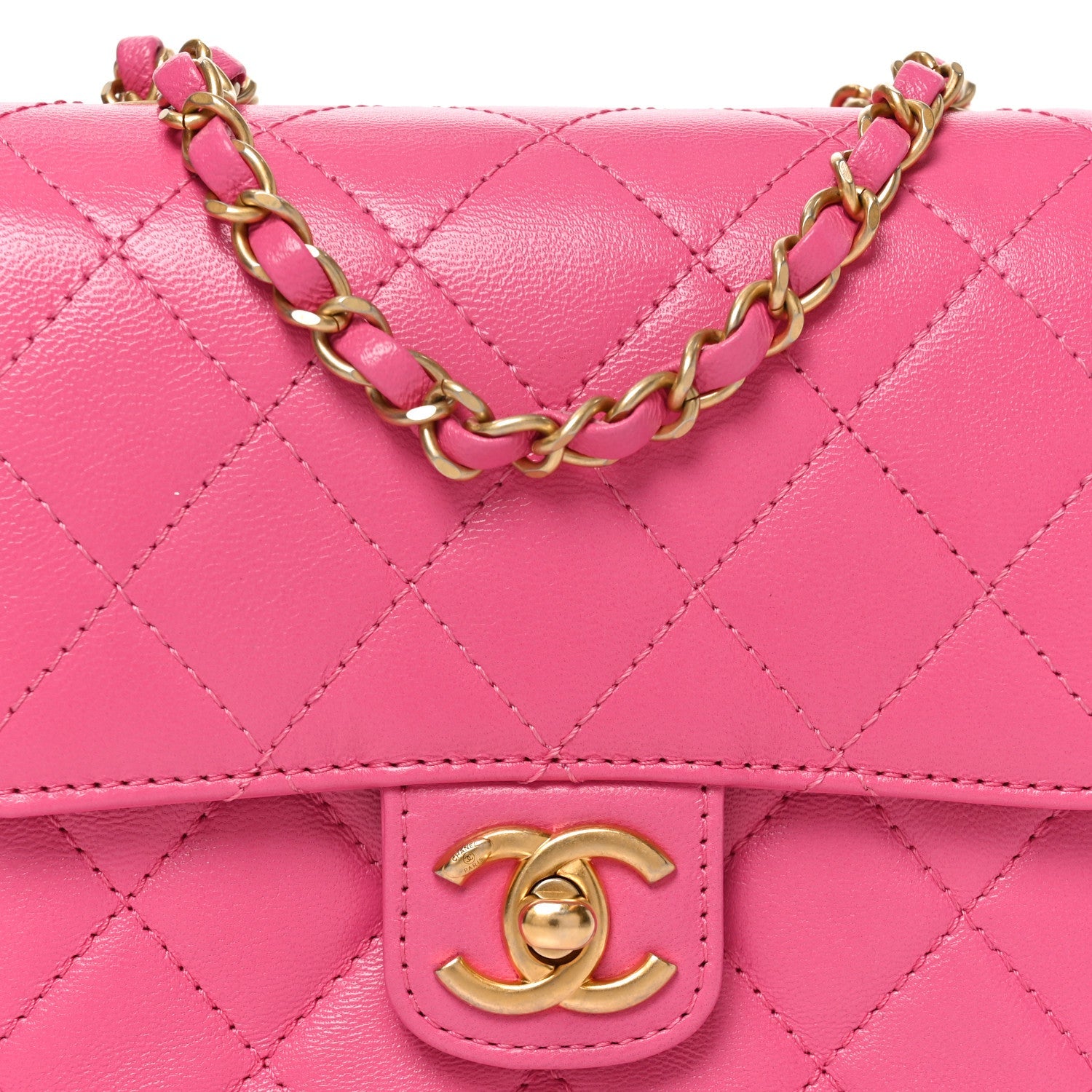 Chanel Goatskin Quilted Mini Square Flap Pink