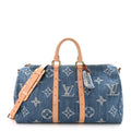 Louis Vuitton Denim Monogram New LV Remix Keepall Bandouliere 45 Blue