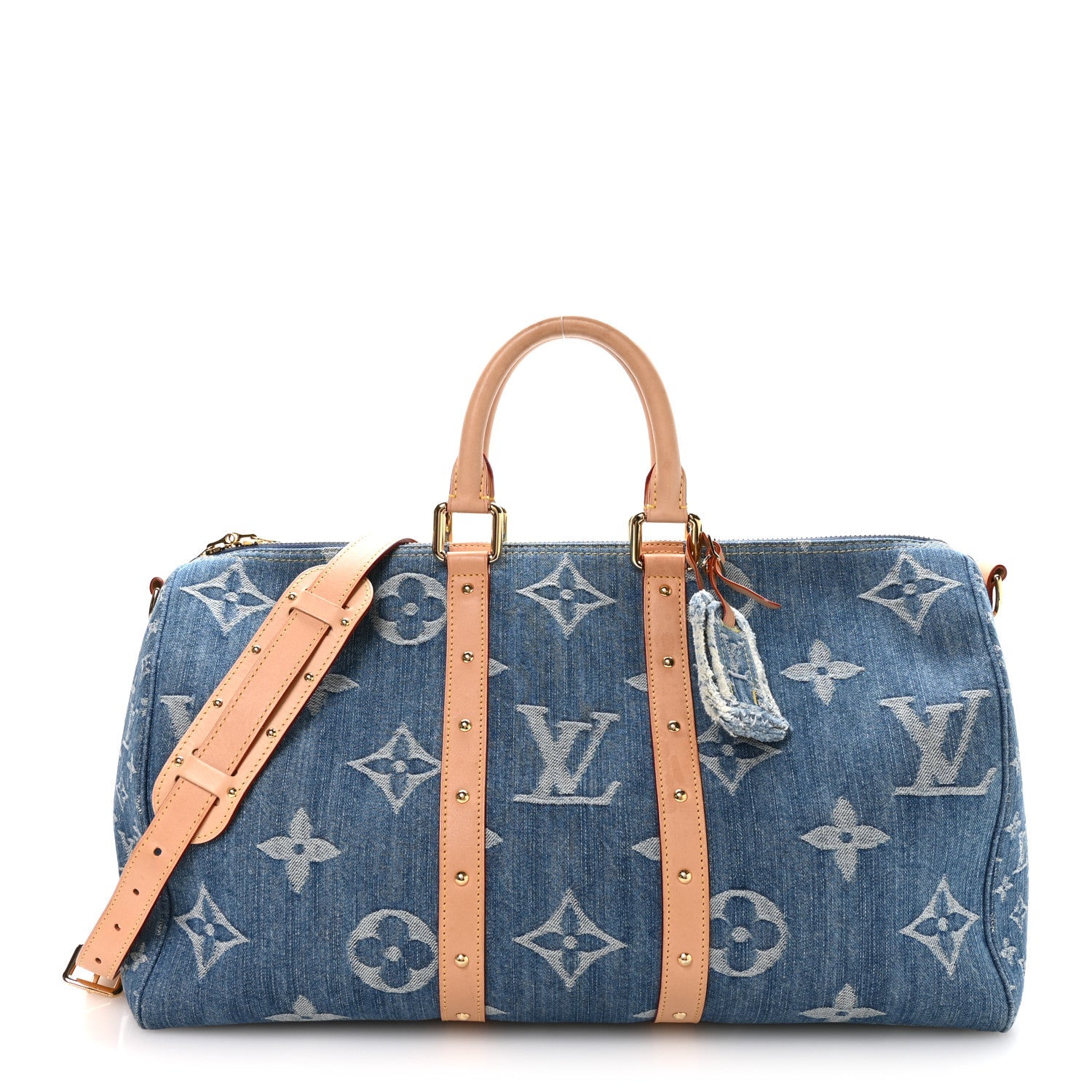 Louis Vuitton Denim Monogram New LV Remix Keepall Bandouliere 45 Blue