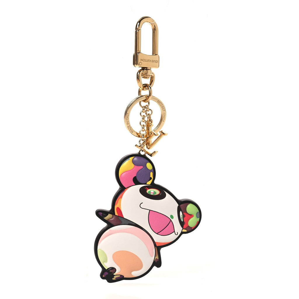 Louis Vuitton LV x TM Cowhide Monogram Superflat Panda Key Ring Bag Charm Multicolor