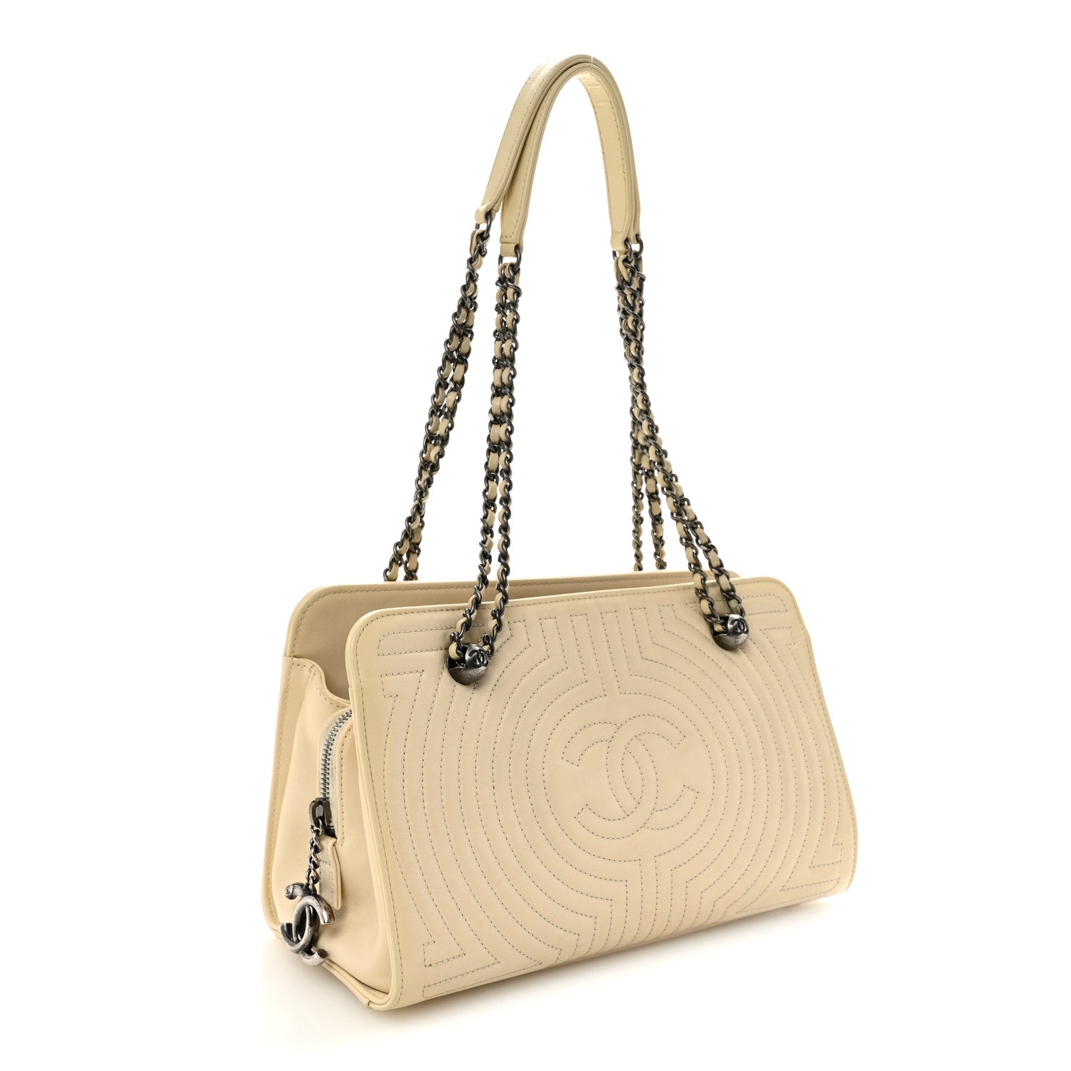 Chanel Glazed Calfskin Quilted Korean Garden Off White