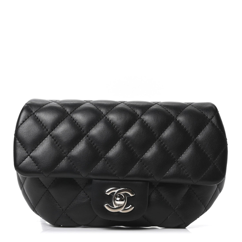 Chanel Calfskin Quilted CC Uniform Flap Belt Bag Black