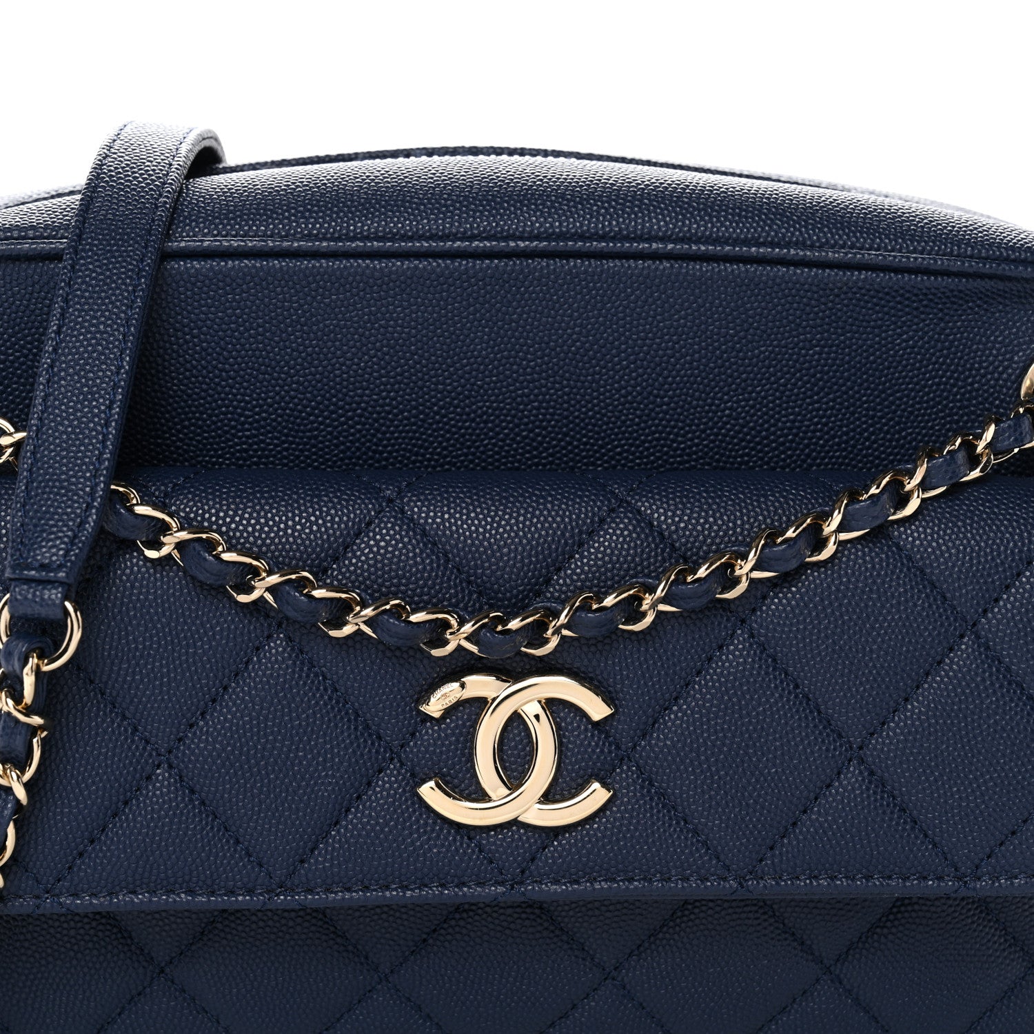 Chanel Caviar Quilted Large In & Out Camera Case Navy