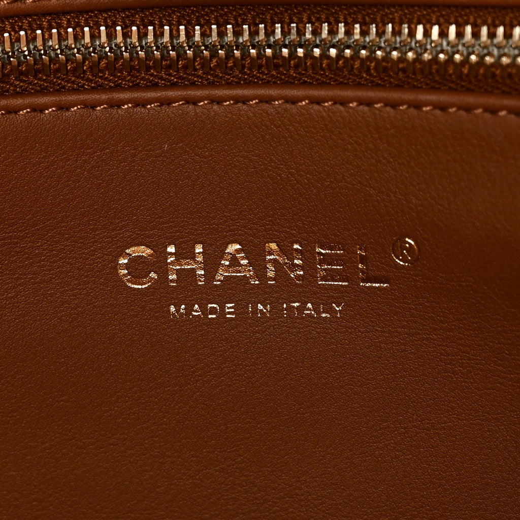 Chanel Lambskin Shearling Medium Deauville Tote Brown